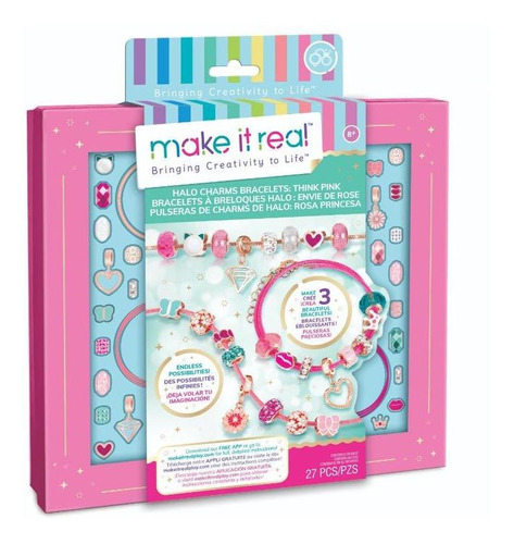 Make It Real Pulsera C/ Dijes Think Pink