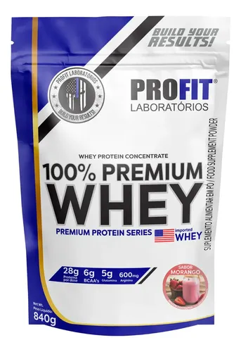 Whey Protein 100% Concentrado Premium 840g Profit Morango - foto 1