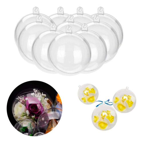 Esferas Bolas Transparentes Rellenables Plastico 8cm 12 Pzs
