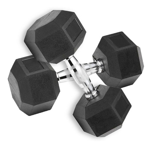 Set X2 Mancuerna Hexagonal Fija 15kg Pesa Para Ejercicio