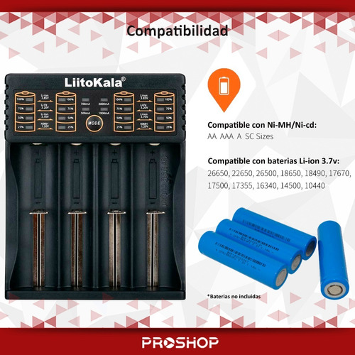 Cargador Cuadruple Inteligente Pila Aa Aaa 26650 18650 14500