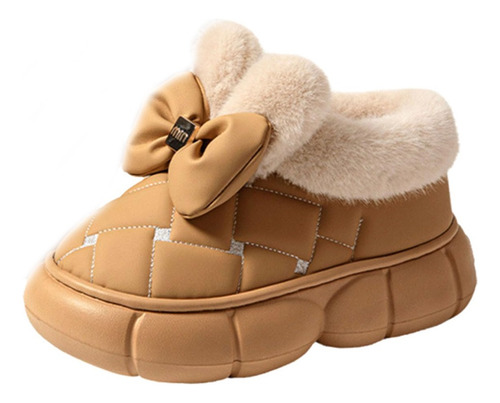 Pantuflas Con Forro De Felpa Y Diseño De Lazo Para Mujer.