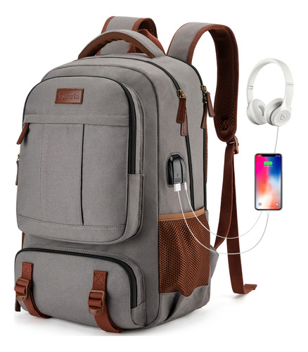 Tzowla Mochila De Lona Para Laptop, Bolsa Para Hombres Y Muj