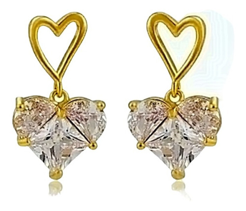 Oferta! Aros Corazón Baño Oro 18kt Hecho Con Cristales Austr