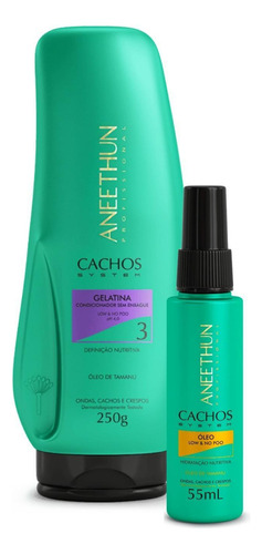 Kit Gelatina E Oleo Cachos System Aneethun Proteção Nutrição