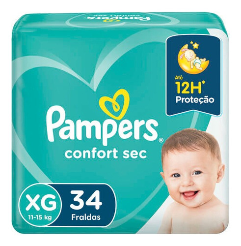 Pampers Confort Sec Fralda Descartável Tamanho XG 34 Unidades