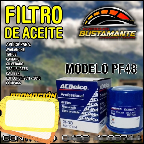 Filtro De Aceite Para Avalanche, Tahoe, Silverado Acdelco