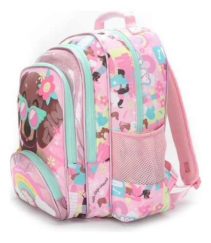 Mochila Escolar Infantil Chimola 14puLG 16lts Niñas Espalda Color Rosa Diseño de la tela Perrito