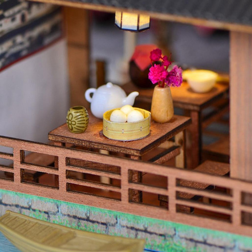 1:24 Casa De En Miniatura De Con Muebles Y Accesorios Led