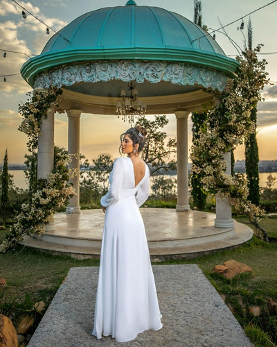 Vestido De Noiva Coleção Ares Decote V Musseline 1068