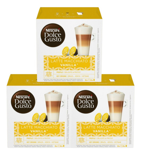 Cápsulas Café Nescafé Dolce Gusto Latte Vainilla - X3 Cajas