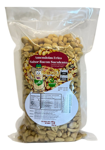 Amendoim Frito Sem Pele Com Bacon De Verdade- Premium 450gr