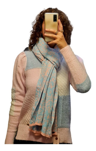 Imagem 1 de 5 de Manta Versátil Estampa Onça Rosa/azul Dupla Face Malhas Cida