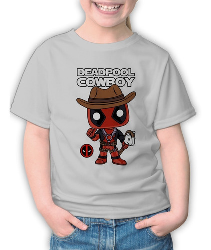 Remera Sublimada Infantil Estampada Deadpool Cowboy - 7621