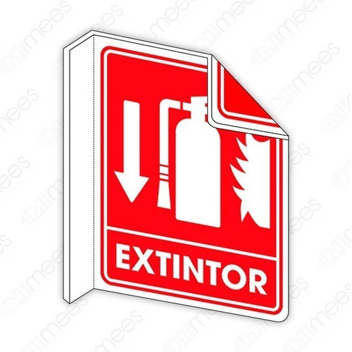 Señalamiento Extintor Flecha/flama Bandera 20x25 Seguridad