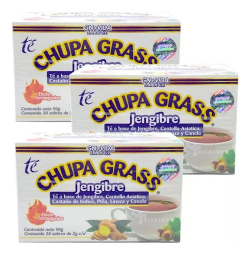 Te Chupa Grass Jengibre 90 Gramos 30 Saquitos Sobres 3pack