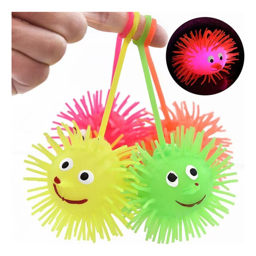 30 Pelota Erizo Luz Juguetes Economicos Bolos Piñata Regalo