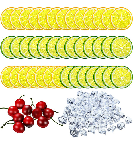 Juego De 130 Cubos De Hielo De Rodajas De Limon Falsos, Incl