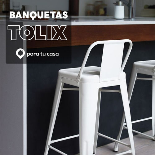 Imagen 5 de 10 de Banqueta Taburete Tolix Desayunadora Cocina Con Respaldo Ct