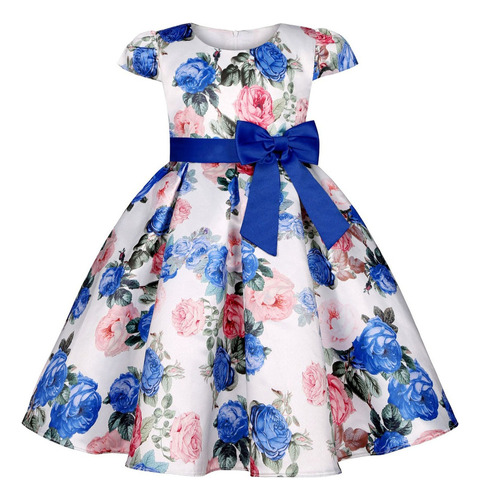 Vestido Con Estampado Floral Para Niña, Ropa Casual De Veran