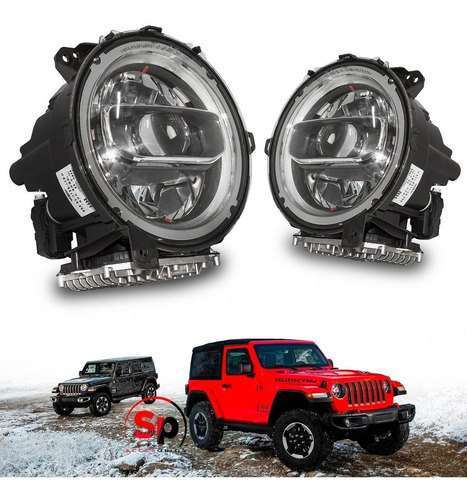 Faros Principales Full Led Ojos De Angel Drl Jeep Jl 2023