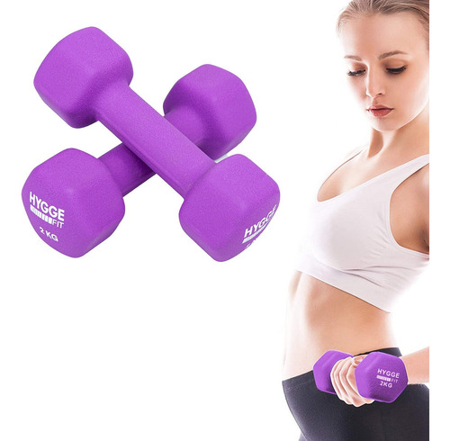 Imagen 1 de 10 de Par De Mancuernas Pesas 2 Kg Recubiertas Neoprene Funcional