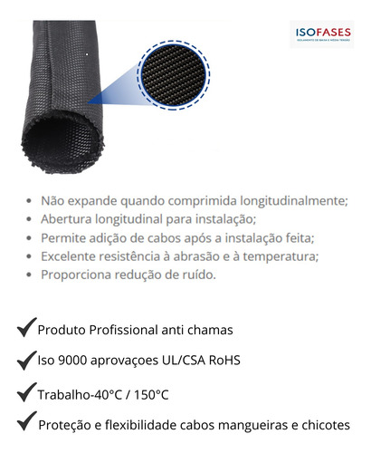 Malha Auto Fechamento 13mm X 2 Metros P/ Cabos E Mangueiras