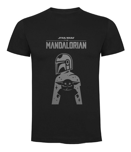 Polera The Mandalorian Star Wars Algodón Color Negro Diseños