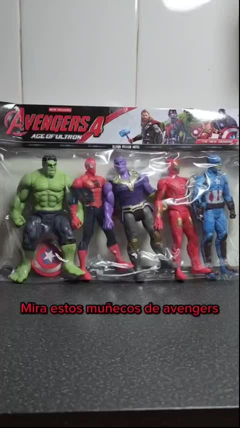 Set 5 Muñecos Avengers Ironman Spiderman Hulk Thanos Con Luz