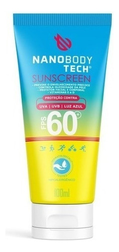 2 Protetores Solar Creme Sunscreen Fps60 Nanobodytech 100g