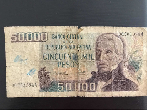 Billete 50000 Pesos Argentino- Prócer San Martin, Bottero.