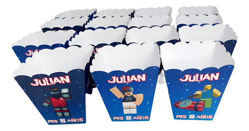 Cajitas Pochocleras Personalizadas X 10 Roblox Azul