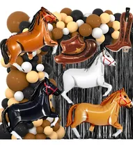 Comprar Combo Arco De Globos Caballos Metalizados Decoracion Marron\u002Fbeige\u002Fnegro Caballos