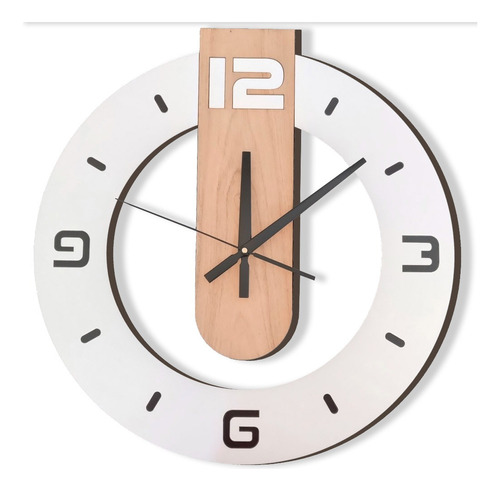 Reloj Pared 40 Cm Kiev Madera Blanco/negro Somos Fabricantes