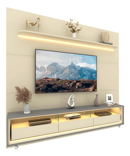 Rack Com Painel Royal/requinte 2.2 C/rodízio Off/cinza