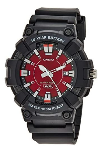 Reloj Casio Res. 10 Años Mw610h 4av Negro/rojo