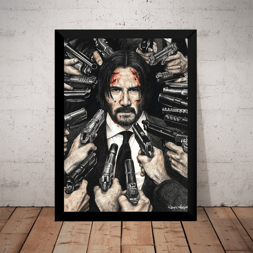 Quadro Filme John Wick Arte Poster Moldurado