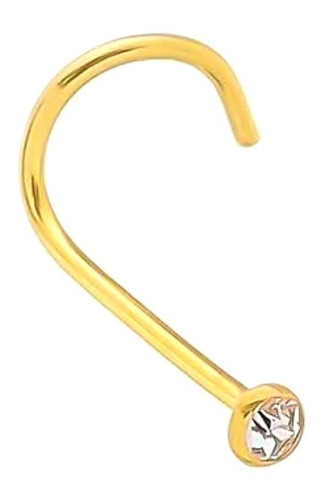Piercing Nariz Nostril Em Ouro 18k Pedra Zirconia 1,5mm 