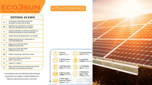 Kit Solar Autonomo 10,000 Kwh