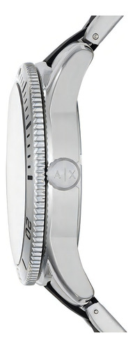 Relógio Armani Exchange Ax1824 em aço extensível com pulseira de borracha, cor prateada, moldura, cor de fundo prateada, cor de fundo preta