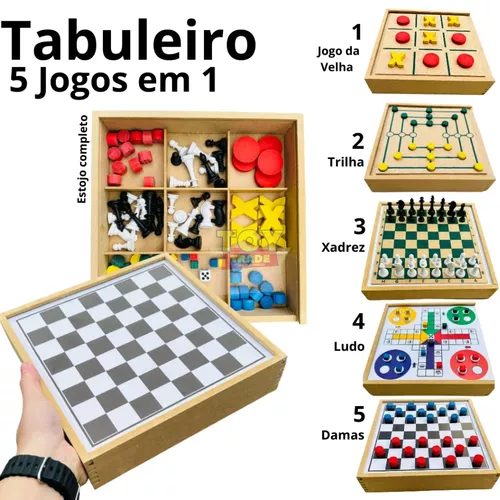 Ludo e Trilha no Estojo de Madeira