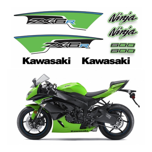 Kit Adesivo Moto Kawasaki Ninja Zx6r 600 2013 Verde Ca-16006