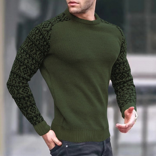 Suéter Cálido For Hombre Suéter De Punto De Color Block