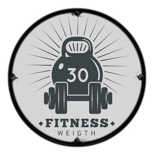 #186 - Cuadro Decorativo Vintage 30 Cm / Fitness Pesas Gym