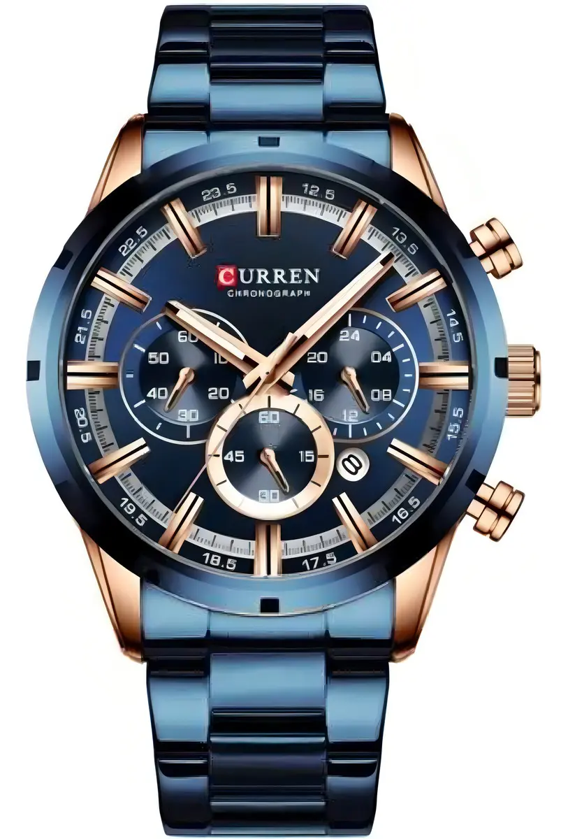 Reloj Curren 8355 de Acero Inoxidable Azul con Caja Dorada para Hombre