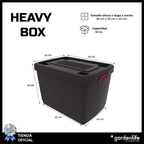 Cajas Organizadoras Heavy Box 95 Lts 5 + 1 De Regalo