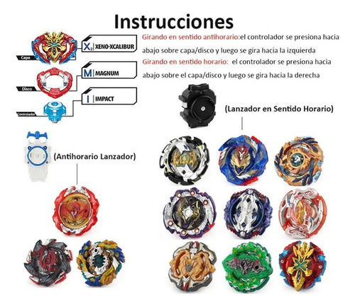 Za Set 17 Beyblade Burst Gt Con Funda Y Lanzador De Cuerdas
