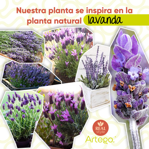 Planta Artificial Moderna Con Maceta Decorativa Real Style Lavanda Compacta Pack De 2 Unidades De 34cm De Alto Artego Para Hogar Sala Comercio Oficina