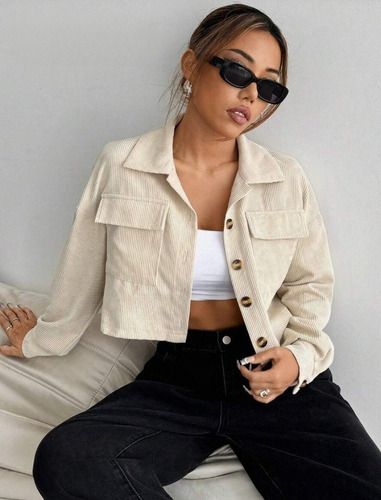 Campera Corta De Beige - Estilo Urbano Y Moderno