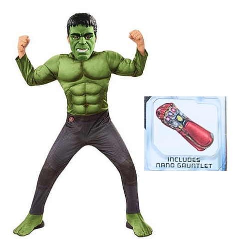 Disfraz Hulk Niño Con Musculo, Mascara Y Guantelete